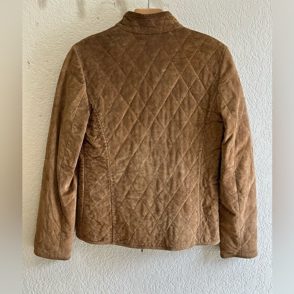 Ann Taylor Y2K Suede Leather Lined Quilted Full Zip Jacket Small - Picture 2 of 6